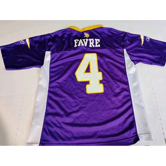 Boys VTG Reebok Minnesota Vikings Brett Favre #4 Jersey - Youth Large (14-16) - Picture 2 of 7